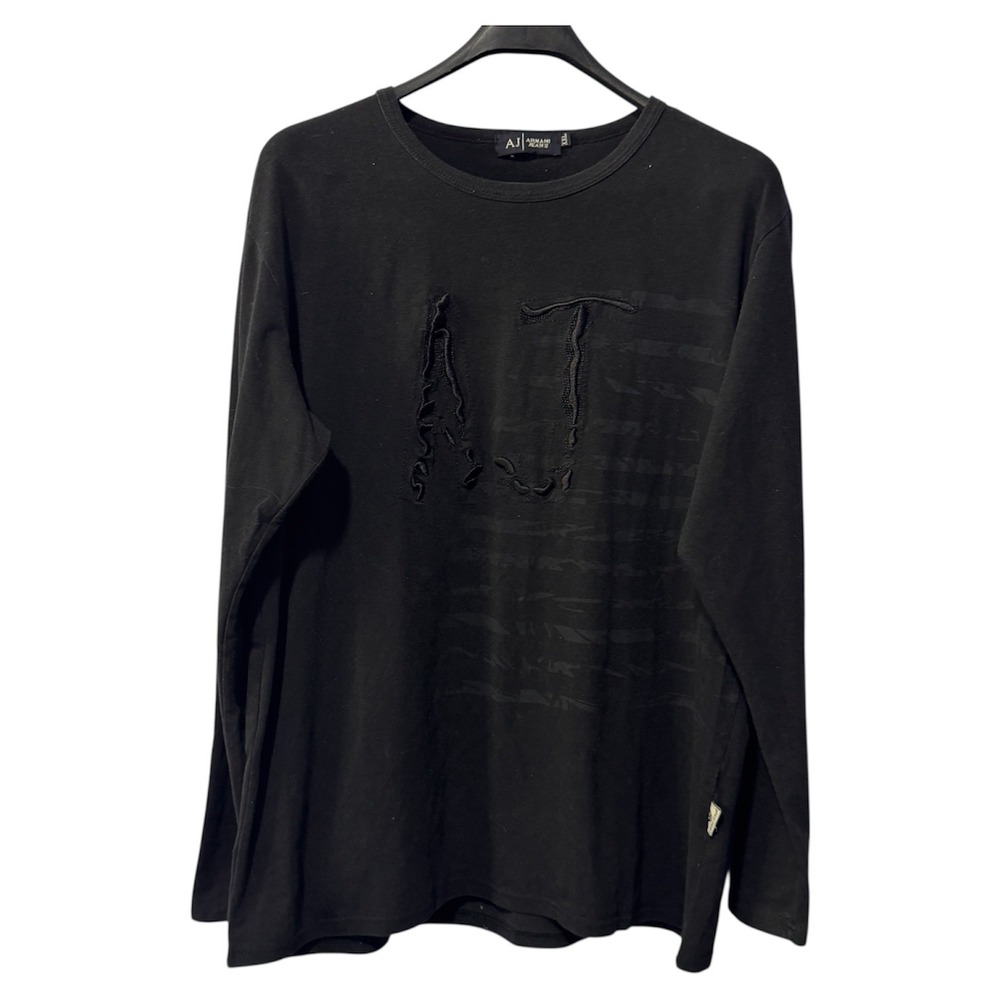 Armani Jeans AJ Black Long Sleeve T Shirt Mens Casual Top XXL